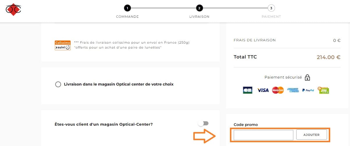 Où mettre mon code promo Optical Center valide ?