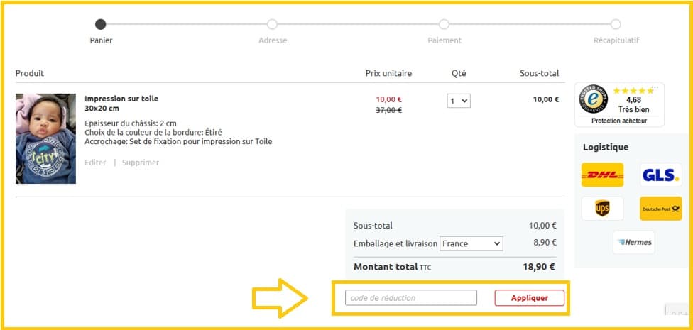 Où mettre mon code promo Photo-sur-toile valide ?