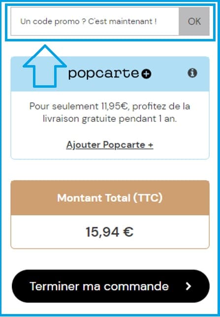 Où mettre mon code promo Popcarte valide ?