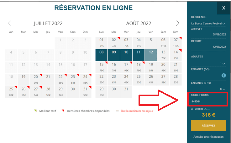 Où mettre mon code promo ResidHotel ?