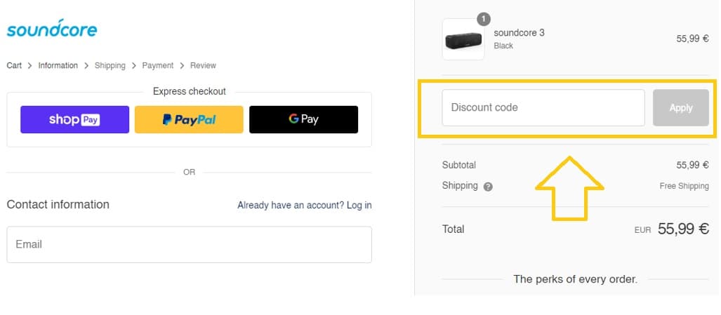 Où mettre mon code promo Soundcore valide ?