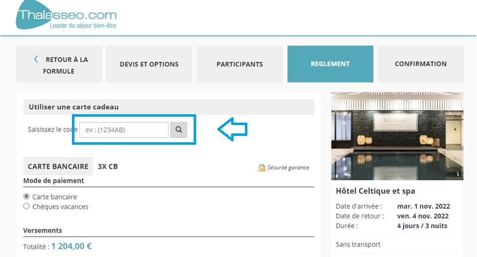 Où mettre mon code promo Thalasseo valide ?