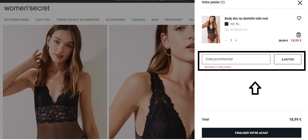 Où mettre mon code promo Women’secret valide ?