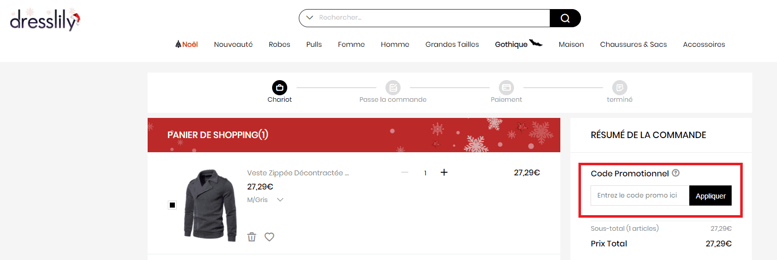 Où mettre un code promo DressLily ?