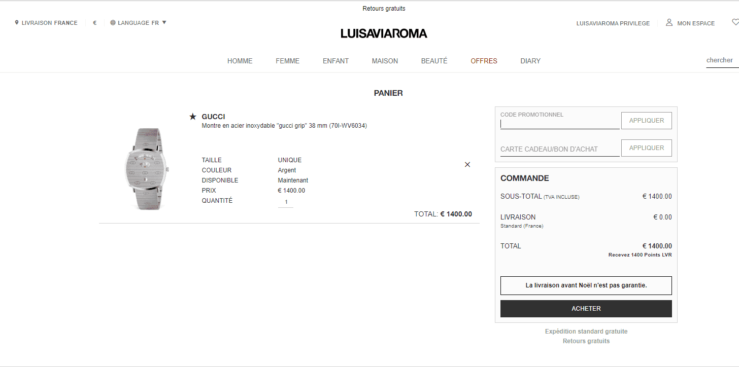 Où mettre un code promo Luisaviaroma?