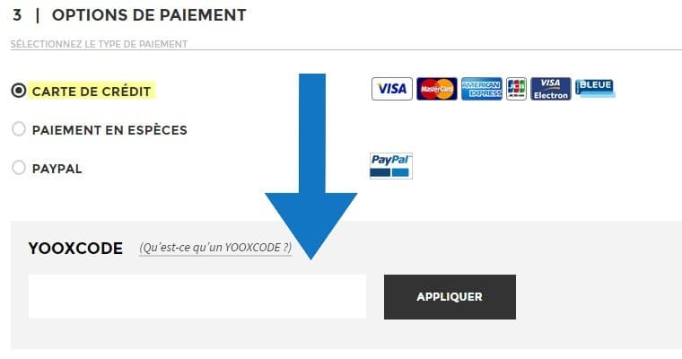 Où mettre un code promo YOOX ?