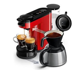 Philips HD6592/81 Machine à café SENSEO Switch 2 en 1 Rouge (machine à dosettes + machine à café filtre)