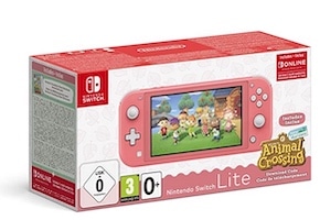 Console Nintendo Switch Lite Corail + Animal Crossing : New Horizon + 3 mois d’abonnement Nintendo Switch Online