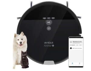 Amibot Animal XL H2O Connect - Robots Aspirateurs et laveurs connecté iOS/Android spécial Poils d'animaux Noir