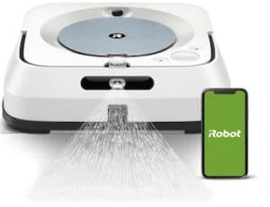 Robot laveur de sols connecté iRobot® Braava jet m6134 - spray précis - Lavage ou balayage à sec - Compatible Roomba 900, i, s et j, assistants vocaux - ménage ciblé - Recharge et reprise du travail