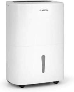 KLARSTEIN DryFy - Déshumidificateur silencieux, Réglage Niveau d'humidité, Minuterie, Puissance 420W, Réservoir d'eau de 5L, Pièces de 40-50 m² (jusqu'à 125 m³), 45 DB, 20 L/24h - Blanc