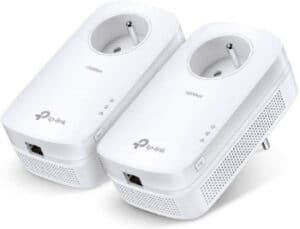 TP-Link CPL 1300 Mbps avec 1 Port Ethernet Gigabit et Prise Intégrée, Kit de 2 - Solution idéale pour profiter du service Multi-TV à la maison (TL-PA8015P KIT)