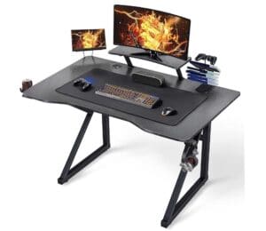 Yaheetech Bureau Gaming 110x70cm Bureau Gamer Ergonomique Table de Jeu pour Ordinateur PC Domicile avec Support de Moniteur Réglable, Porte-gobelet, Support de Poignée