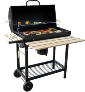 BBQ-Toro Chariot de barbecue au charbon de bois | Ø 42 x (L) 80 cm | Fumoir, Smoker premium mobile, grille de barbecue avec couvercle, grille chauffante, plateaux à bois