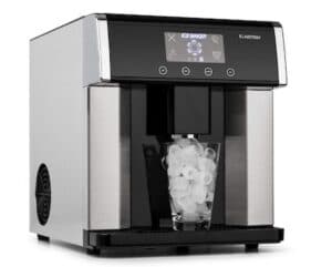 KLARSTEIN Ice Age - Machine à glaçons, Ice maker, 15 kg de glace/jour, Ecran LCD intuitif, 3 tailles de glaçons, Réservoir d'eau de 3L, Remplissage manuel ou automatique - Noir