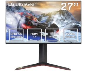 LG Ultragear 27GP950-B 27" Moniteur Gaming - Nano IPS 1ms GtG 144Hz (160Hz overclock), résolution UHD 4K 3840x2160, HDR 600, DCI-P3 98%, AMD Freesync Premium Pro, Compatible NVIDIA G-Sync, HDMI 2.1