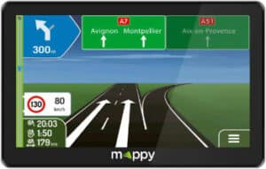 GPS Camion - GPS Poids Lourds - Mappy GPS Maxi X755 TRUCK (Écran : 7 Pouces - 44 pays - Mise à jour gratuite jusqu'à 4 fois par an) Noir