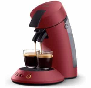 Philips SENSEO Original Plus Machine à café à dosettes, Sélecteur d'intensité, Crema Plus, Technologie Booster d'arômes, Produit vert, Rouge intense (CSA210/91)
