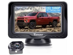 Tomoia Caméra de recul HD 1080P 4.3 '' écran Tableau de Bord Moniteur Kit système de stationnement pour Voiture Camping Camion Caravane étanche Vision Nocturne T1