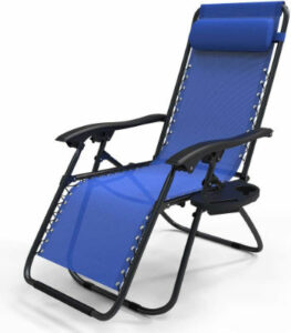 vounot Chaise Longue inclinable avec Support de Gobelet Amovible Chaise de Jardin Pliable en Textilène Chaise Longue avec Rembourrage de Tête Charge Max 120KG Fauteuil Relax Bleu