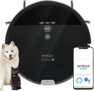 Amibot Animal XL H2O Connect - Robots Aspirateurs et laveurs connecté iOS/Android spécial Poils d'animaux mur Noir