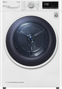 LG RH90V9AVHN Sèche-linge intelligent à charge frontale 9 kg, classe A+++, condensation avec pompe à chaleur, Wi-Fi avec SmartThinQ, Eco Hybrid, Allergy Care, 60 x 69 x 85 cm - Blanc