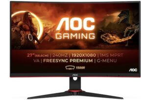 AOC Écran gaming C27G2ZE 68 cm (27 pouces) (FHD, HDMI, DisplayPort, hub USB, FreeSync, temps de réponse 0,5 ms (MPRT), 240 Hz, 1920 x 1080) noir/rouge