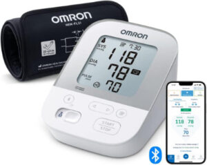 OMRON X4 Smart moniteur de tension artérielle Bluetooth– Tensiomètre bras, validé cliniquement, avec détection des pulsation cardiaques irrégulières, mémoire 2 utilisateur 60 mesures